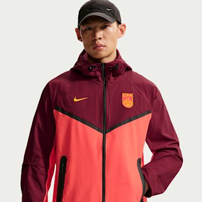 Nike Jackets Men s Bright Dark Red/Team Red/Rusty Yellow Hooded Non De L