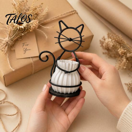 Cat Shaped Pen Holder Flower Pot Holder, Multifunctional Desktop Vase Organizer for Mini Small Plants, Minimalist Stand with Pots, Home Decor