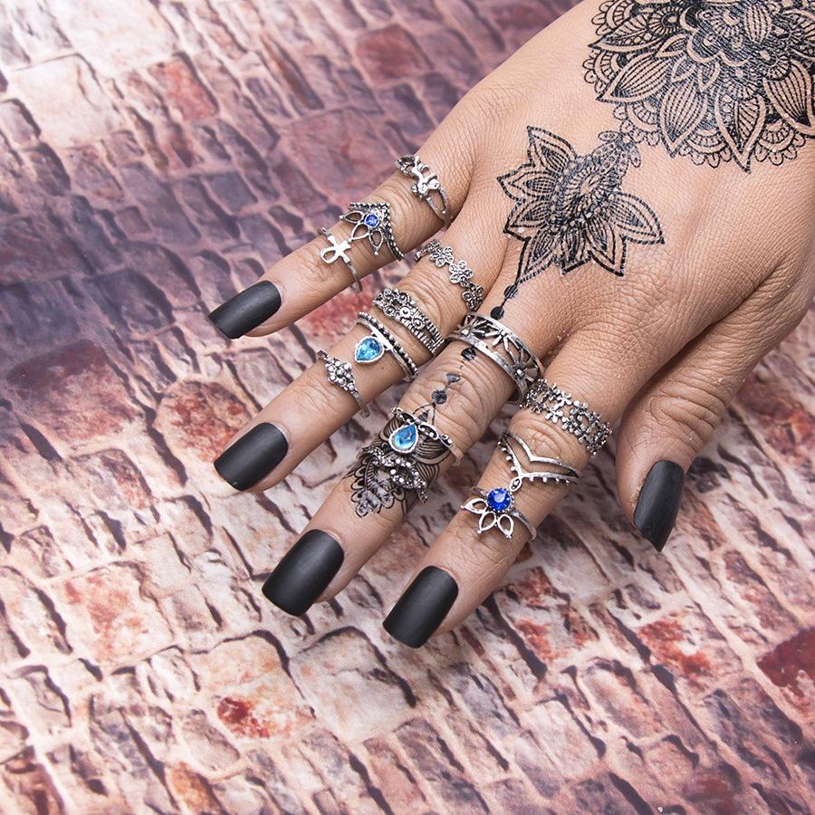 Empfohlen, Europäische und Amerikanische Mode Übertrieben Saphir Dreizehn Sätze von Ringen, 13 Gemeinsame Sätze von Ringen