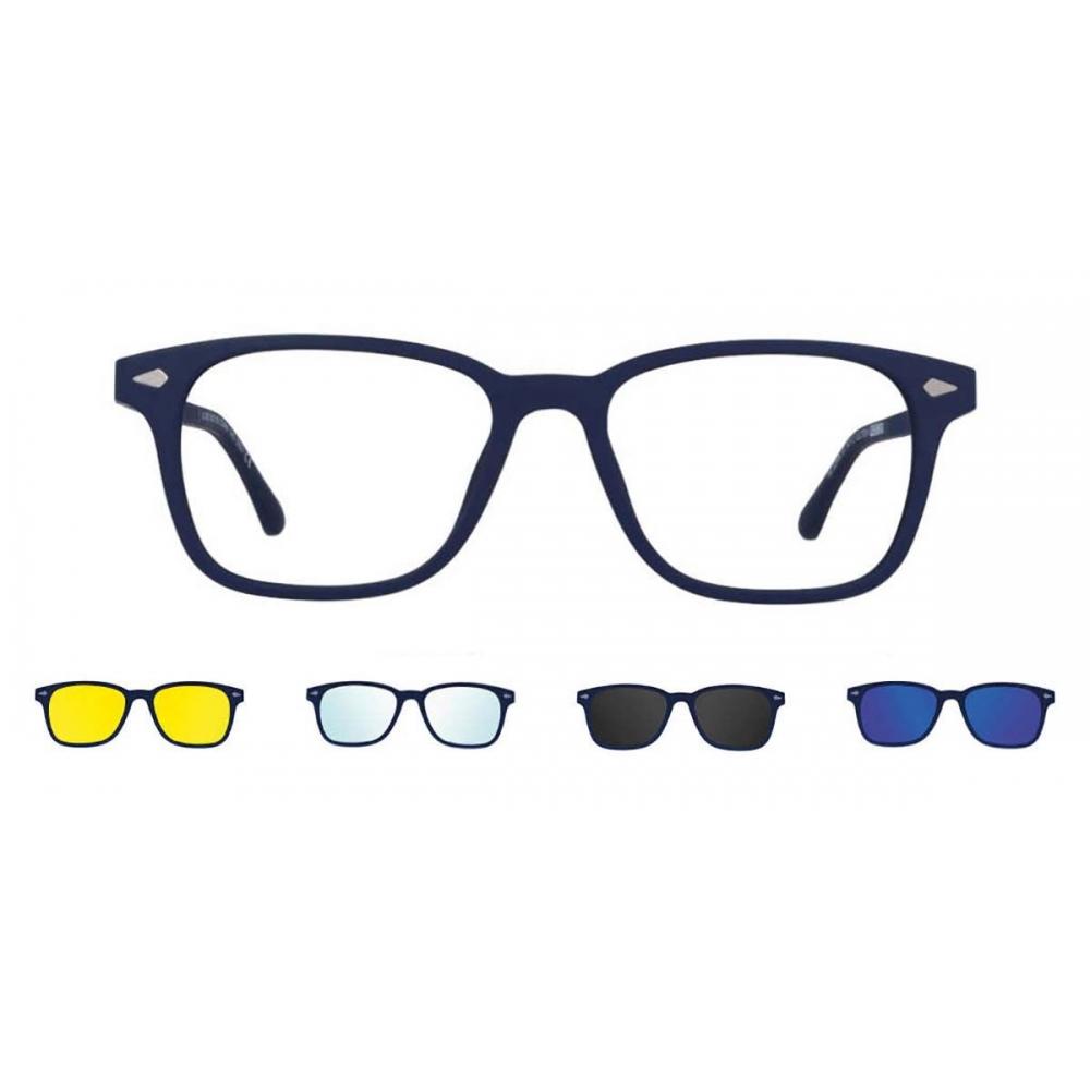 Clip On SqUare BlUe SmartbUy collectiOn Lars With Clip On FoUr Set U 0300 04m fashiOn Unisex Eyeglasses Blue/54-18-145
