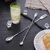 Stainless Steel Stir Bar Spoon Mixing Ounces Cocktail Spoon Spiral Pattern Bartender Tools Teadrop Spoon Bar Tool
