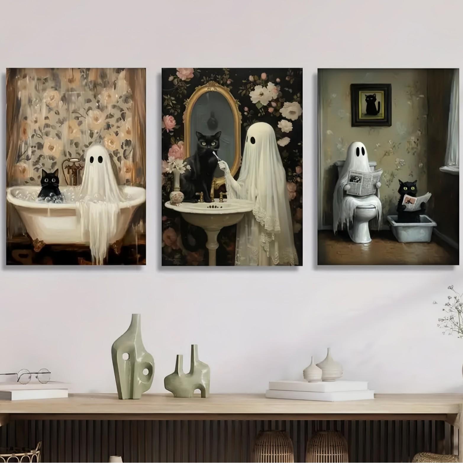 Cross-border Halloween Cute Monsters & Black Cat Framed Decorative Painting 20x25