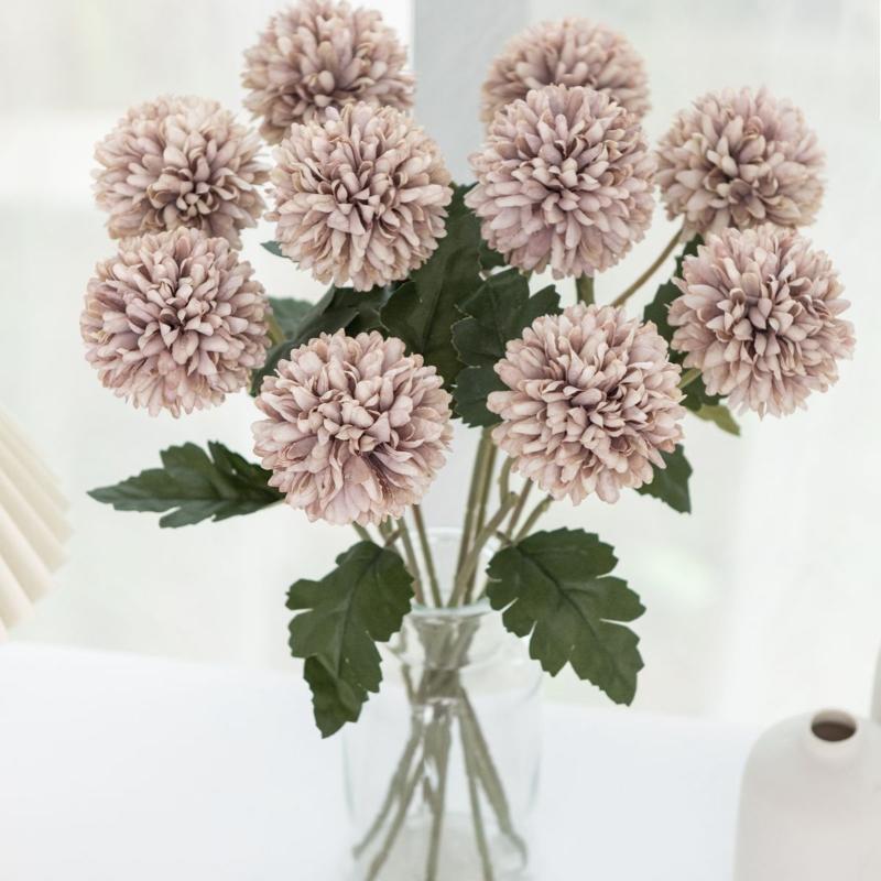 Artificial Flowers Silk Ball Chrysanthemum Wedding Bridal Bouquet Table Windowsill Festival Room Decor Diy Gift Po Props