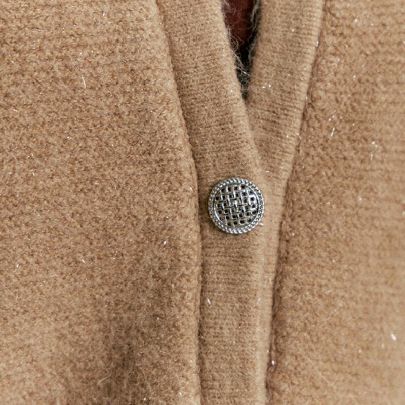 Pletený kardigan s nabíranými rukávy, třpytkami a kulatým výstřihem Zc03qd002on