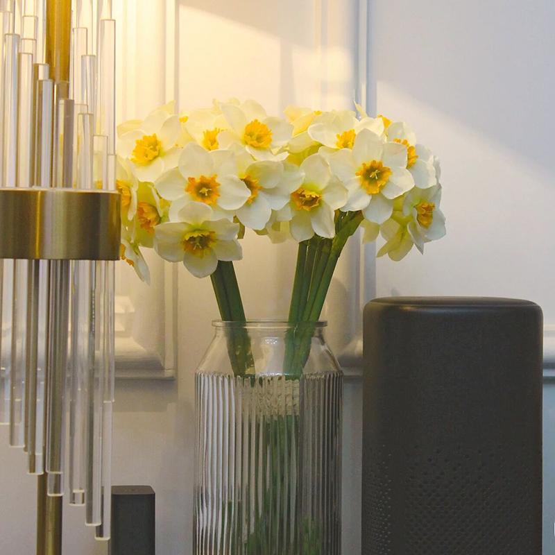 6pcs Artificial Narcissus Flower Bouquet Wedding Festival Party Daffodil Decor Home Garden Room Tabletop Fake Flower Decorations