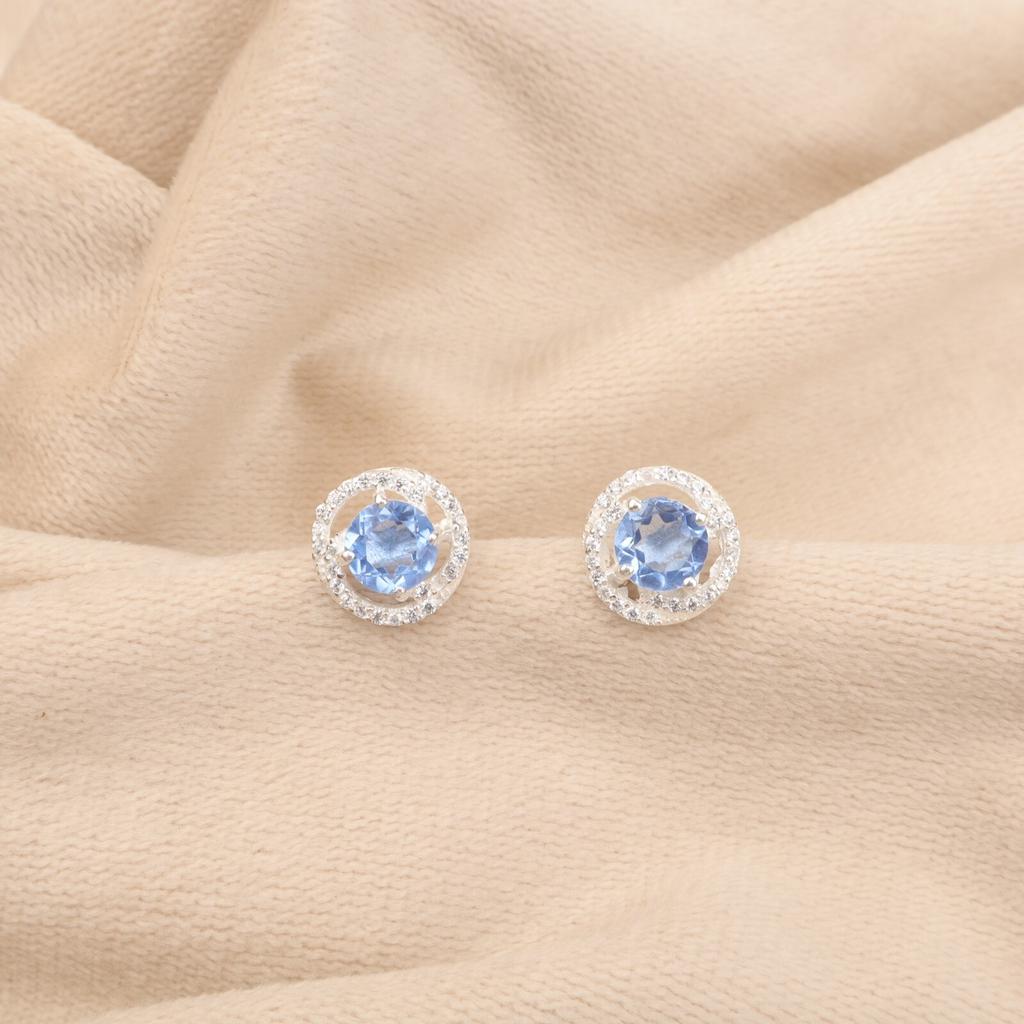 Tanzanite Gemstone 925 Sterling Silver Jewelry Zircon Earrings Women Studst0.41" CZE-8-9