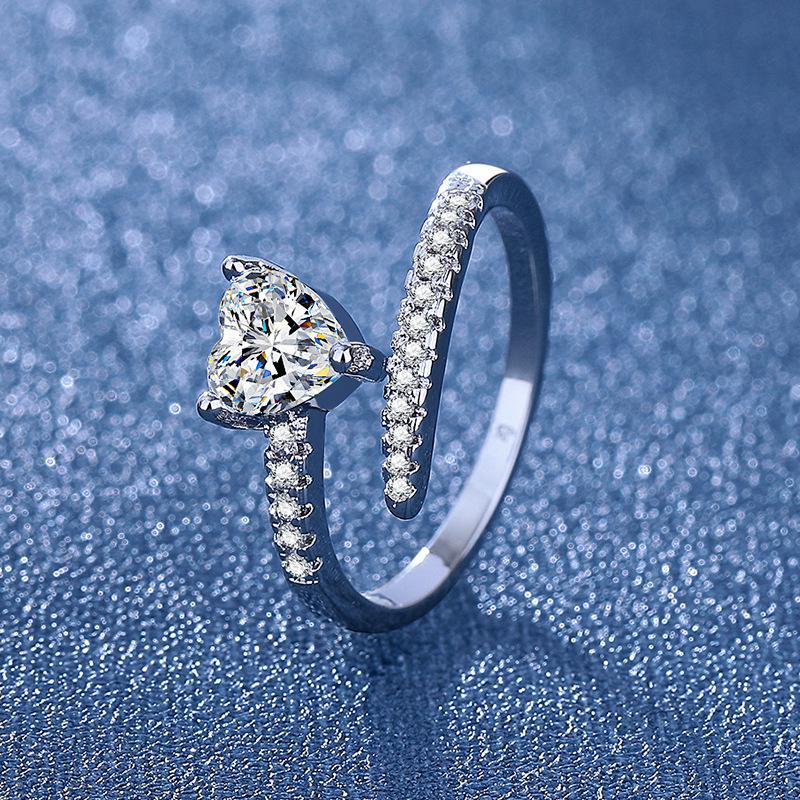 Exquisite Heart Ring for Women with Shiny Zirconia - Versatile Light Luxury Style Index Finger Band