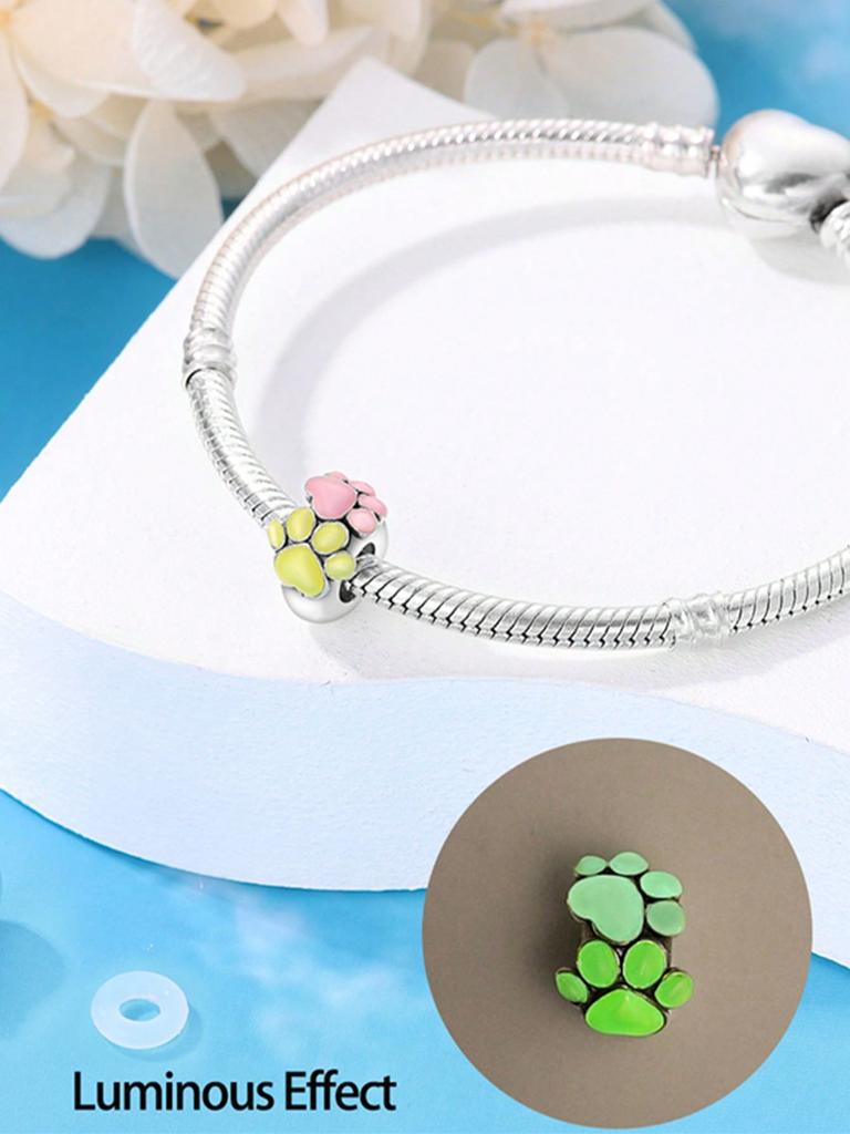 Charms Plata Copper Colors Cute Cat Paw Pet Beads Charm Pendant For Original Bracelet For Women Diy Jewelry Love Gift