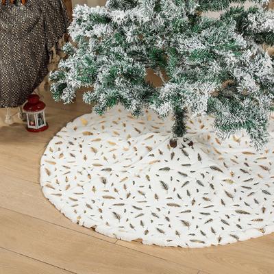 35 Inch Christmas Tree Skirt Gold Sequin Feather Snowflake Pattern