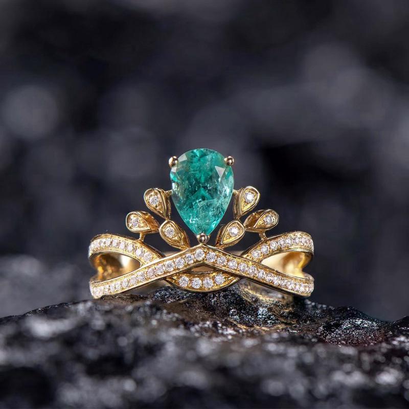 18K Gold Plated Adjustable Emerald Gemstone Ring - Women s Elegant and Versatile Retro Style Jewelry Adjustable Open Size