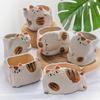 Fortune Cat Ceramic Succulent Flower Pot Home Balcony Desktop Decoration Animal Flower Pots with Leakage Holes Cactus Planter
