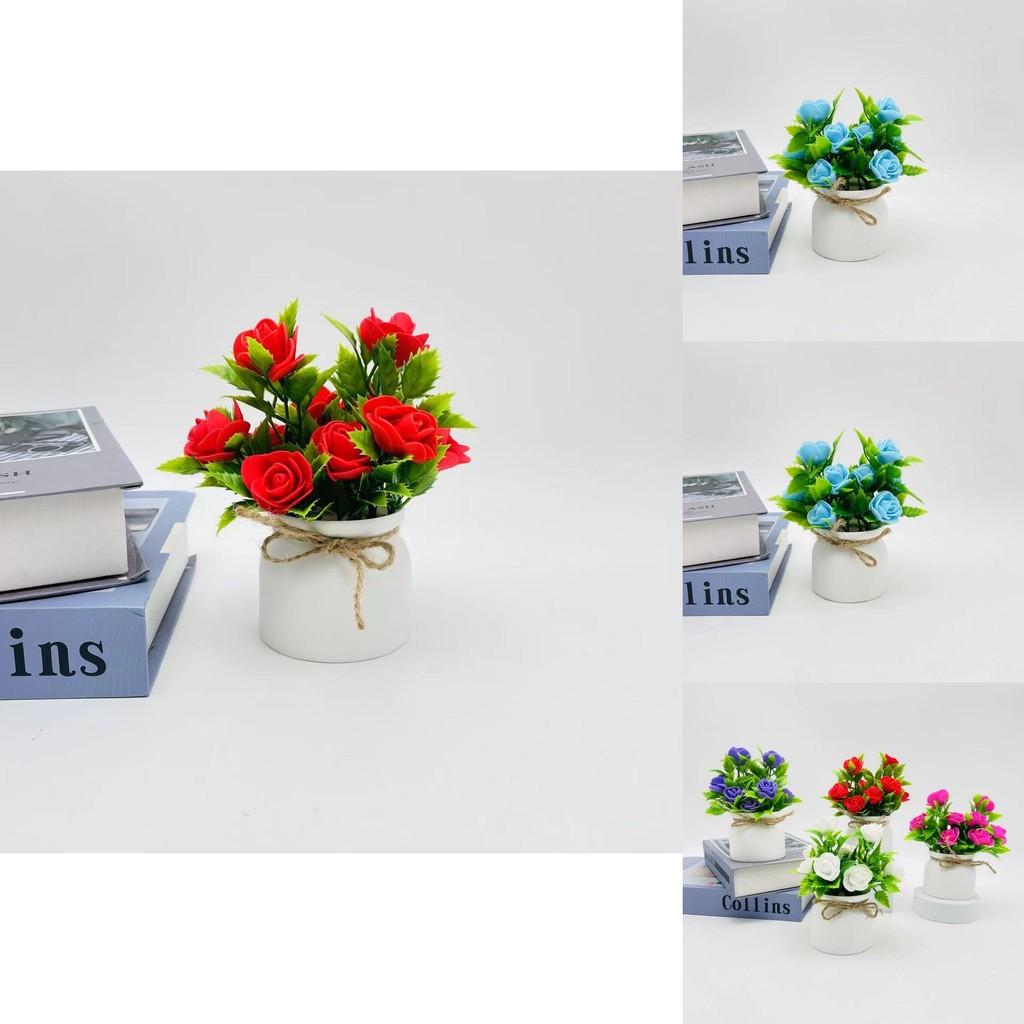 Foam Rose Artificial Potted Plant With Butterfly Accent For Indoor Decoration And Photography Use