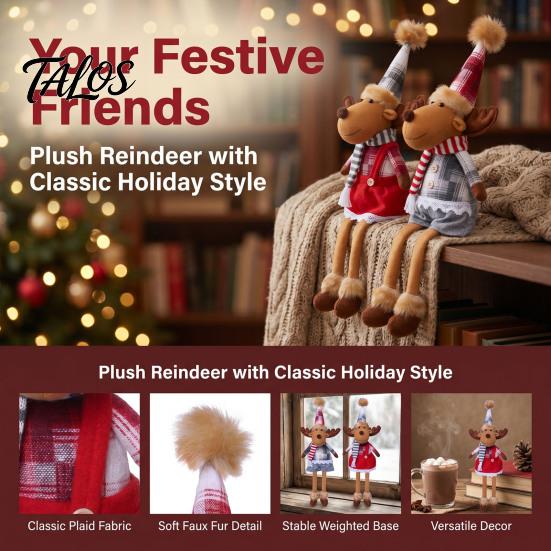 Festive Holiday Gift Sets Nordic Christmas Gnome Doll, Long Leg Reindeer Elf Plush Doll Souvenirs for Friends Shelf Window, Scandinavian Fabric