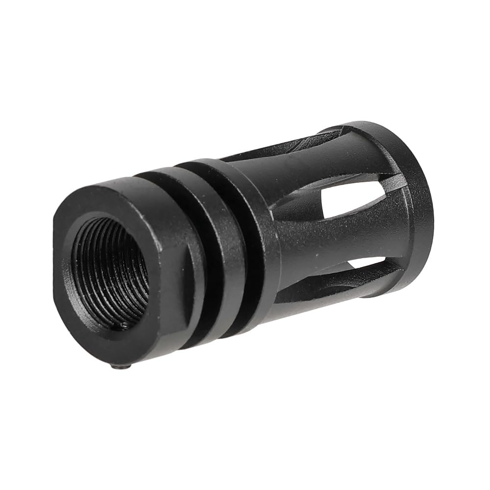 Ryohin Buhin 14mm Reverse Thread Compatible M16A1 Birdcage Flash Hider Replica, 6 Ports, Aluminum Alloy, Black
