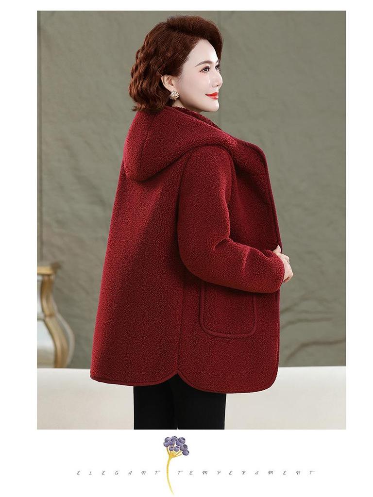 2025 Stylish Mother’s Winter Jacket: Velvet Cotton Padded, Fleece, Thickened Warm Outerwear for Middle-aged & Elderly Women