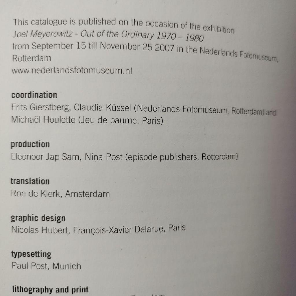 [USED] JOEL MEYEROWITZ "OUT OF THE ORDINARY