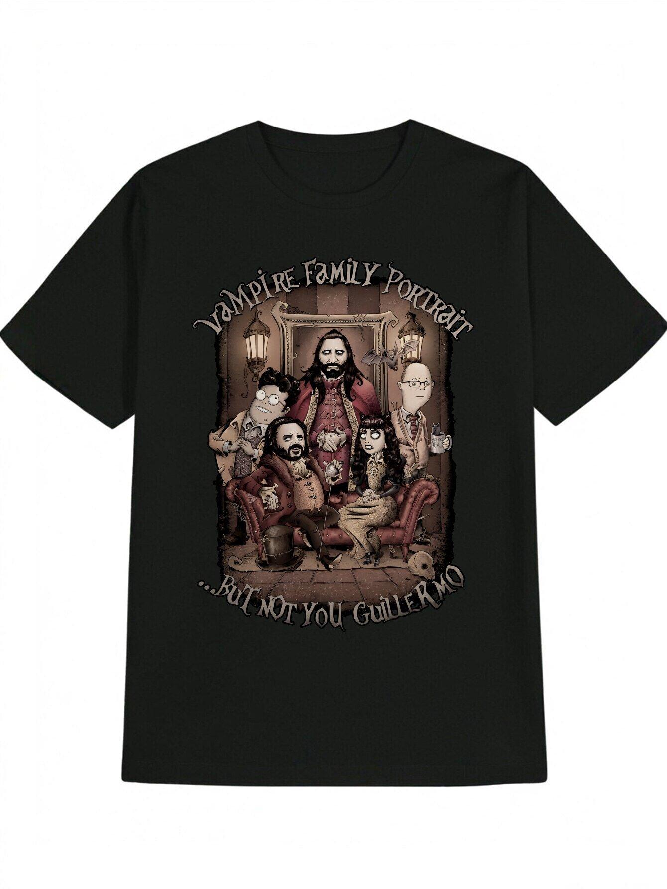 Casual Crew Neck T-shirt with Villain Family Portrait Print XL