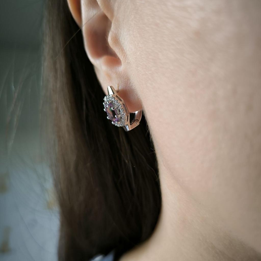 Серебряные серьги с натуральным аметистом 2.998ct (2189404)