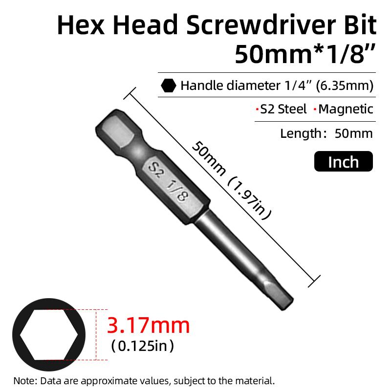 50mm hexagonal șurubelniță biți Imperial magnetică hexagonală Allen cheie burghiu biți inch 5/64-5/16 șurubelniță burghiu electric scule de mână