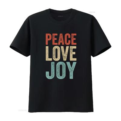Peace Love Joy Casual T Shirt Vintage Washed Streetwear Unisex Slightly Designer Clothes Stylish Stretched Breathable Versatile