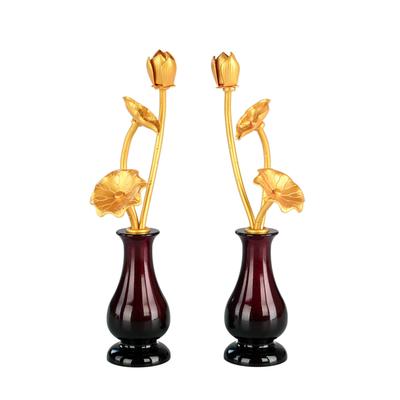 Toshi Kobo Premium Metal Flower Vase Set (Tamago Color, Small)