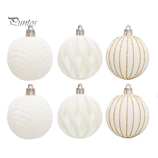 

6 шт. Рождественские шары блестящие флокированные подвесные шары полые шары многоразовые небьющиеся рождественские шары для рождественской елки домашние вечеринки Декор белый