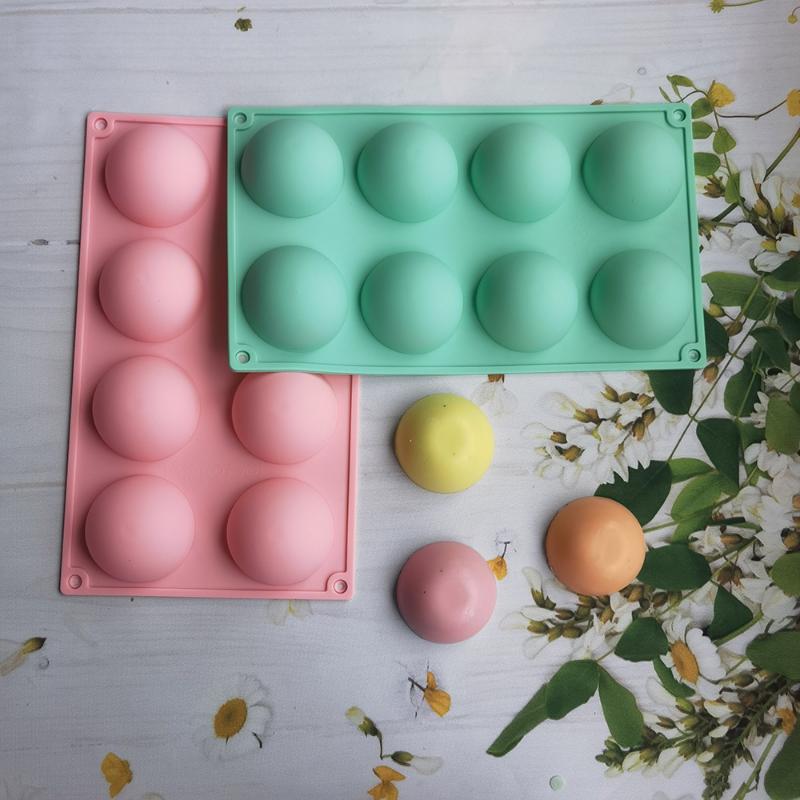8 Hole Halfsphere Silicone Pudding Baking Mold Round Chocolate Candy Ice Making Tool Home Party Snack Soap Candle Mould Gifts