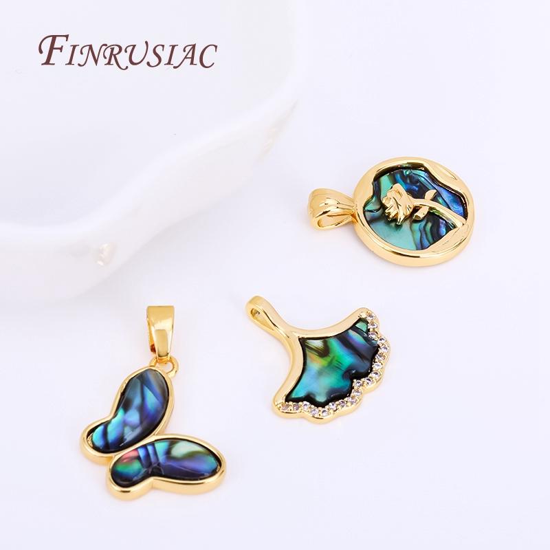 18K Real Gold Plated Abalone Shell Classic Pendants For Necklace Making,Charms DIY Jewelry Making Findings Accessories