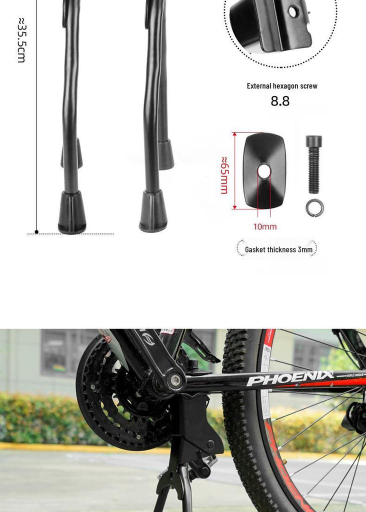 Double-Leg Center Kickstand for 26-29 Inch Mountain Bikes