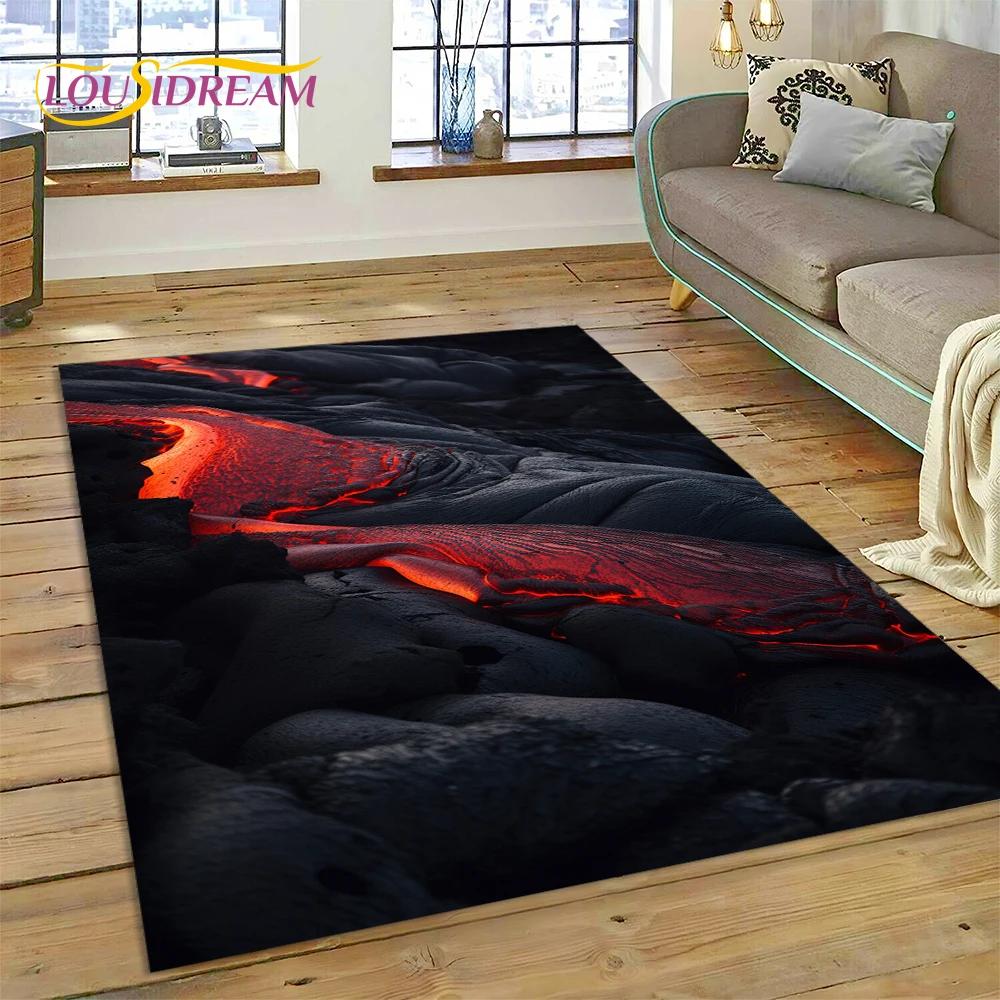

Вулкан 3D Lava Magma Килимок для вітальні, спальні, домашній декор, підлоговий килимок, нековзка прикраса для дивана, кухонний килимок, подарунок 100*120cm