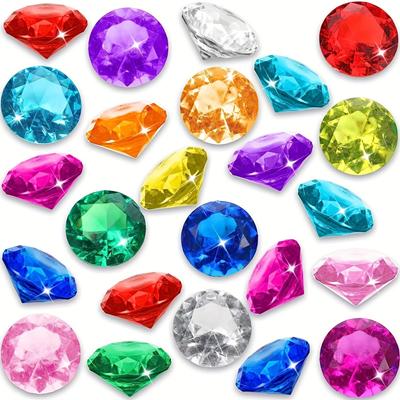 60pcs Diving Gems Pool Toys Large Acrylic Gems Big Gems Pirate Treasure Chest Summer Underwater Swimming Toys