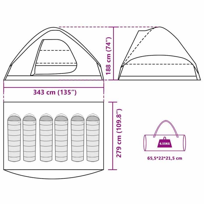VidaXL 6-Person Camouflage Waterproof Dome Family Tent 4009647