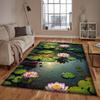 1pc Non-Slip Crystal Velvet Area Mat - Vibrant Pink & Yellow for Lotus Pond Scene, Soft Polyester Floor Mat with Rubber Backing