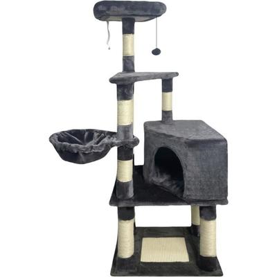 SWIFTY Cat Tree - 55 X 40 X 138 Cm - Dark Grey - 3 Platforms, 1 Perch, 1 Condo, Scratching Posts