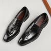 Luxury Genuine Leather Shoes Crocodile Pattern Classic Style Men‘s Loafers Wedding Business Slip On Pointed Toe Black Brown