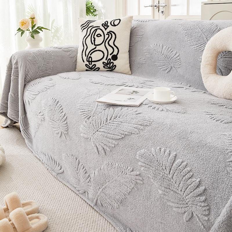 Shu Bomull Fløyel Tredimensjonalt Preget Sofahåndkle Fullt Dekke Klut Ins Stil Vinter Varmt Sofatrekk Altomfattende Universelt Dekke Teppe
