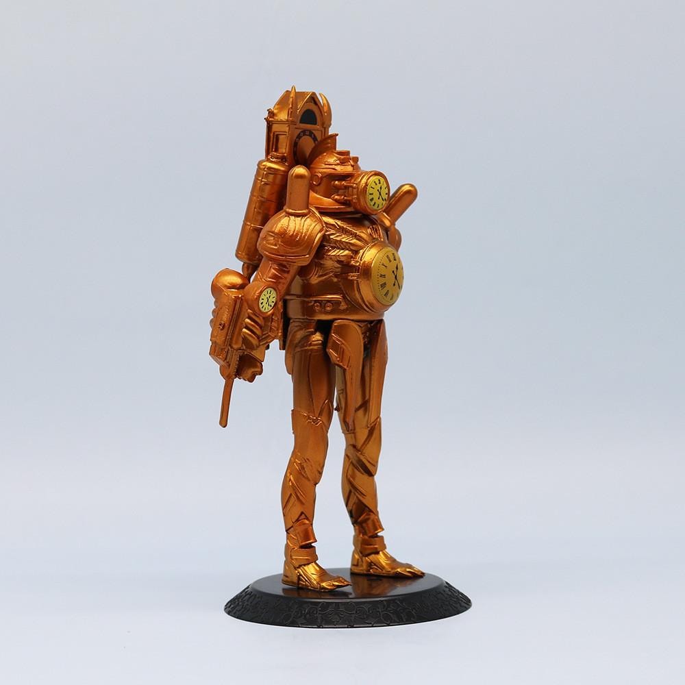 Gold Clock Man Action Figure Hand-made Joint Movable Transforming Clock Man King Toy Decor 17cm Pvc