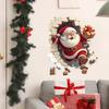 Santa  Breaking Through The Wall 3D Effect Wall Sticker, Christmas Sticker With Cartoon Design, New Creative Christmas Wall Sticker.