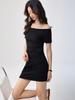 Combed Cotton One-Shoulder Summer Dress - Women's Sexy Slim Fit, Waist-Cinched, Hip-Hugging Short Style