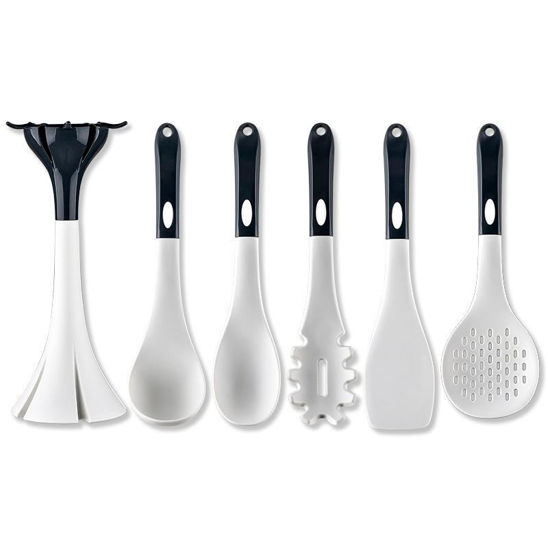 New silicone kitchenware kitchen 6-piece set non-stick pan spatula soup spoon cooking spatula kitchen utensils hanging storage seat set