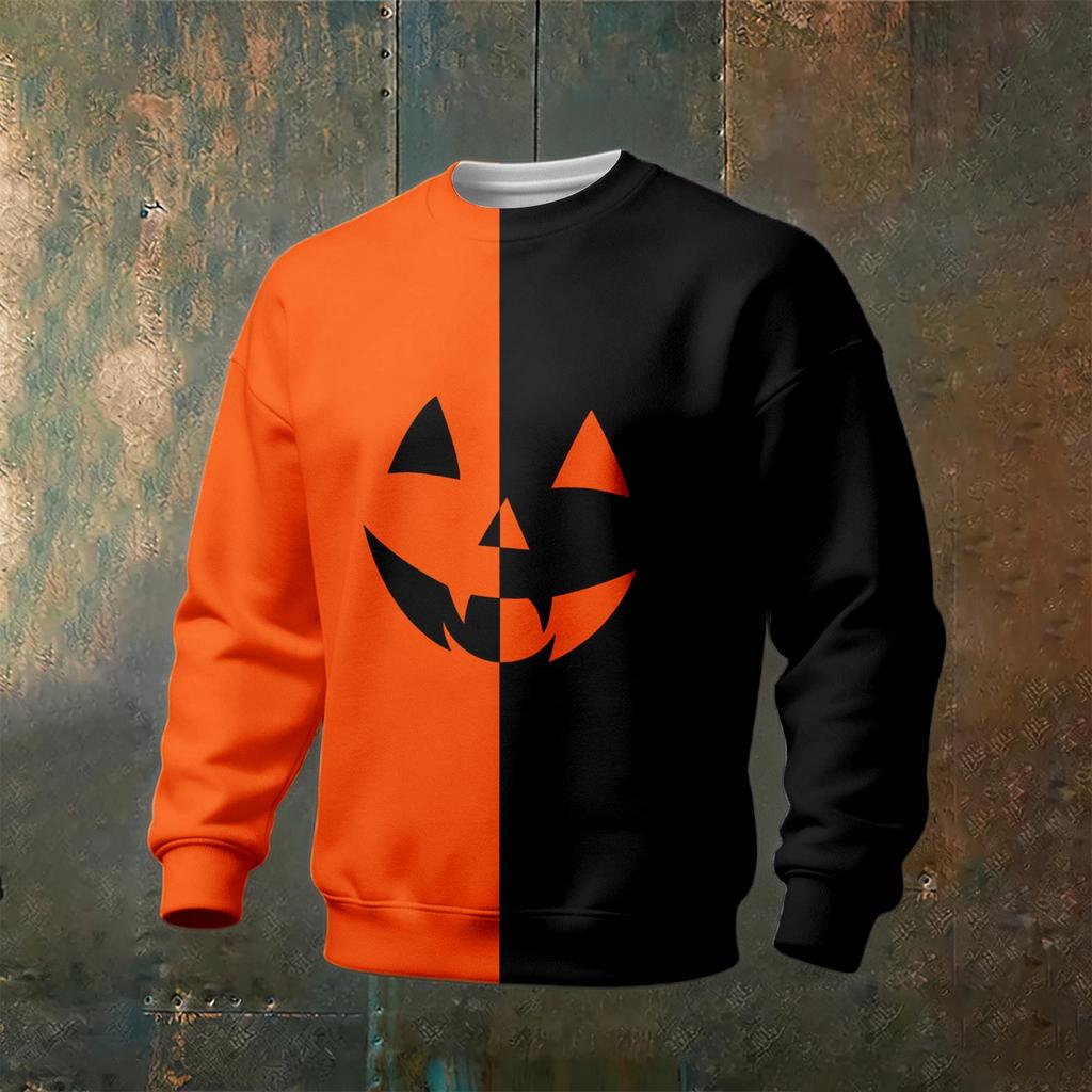 Men's Halloween Printed Long Sleeve Sweatshirt Casual Pullover