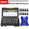 14-Piece Hexagonal Nut Extractor Set with Damaged Nut Remover