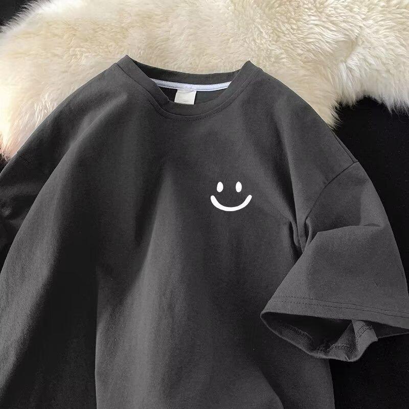 

Новая летняя футболка с короткими рукавами для мужчин, тренд в корейском стиле, простой топ с короткими рукавами, свободная повседневная брендовая футболка в гонконгском стиле M серый