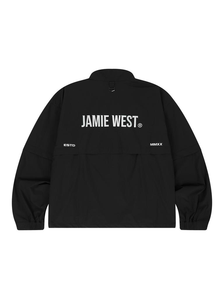 Jamie West Nylon Detachable Double-Zip Windbreaker (Black)