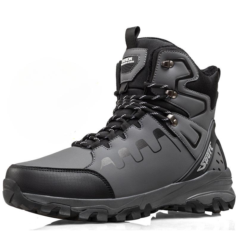 Men's Winter Warm Snow Boots With Fur Lined Outdoor Anti-Slip Waterproof Walking Ankle Booties for Male Comfortable Hiking Mid-Calf Boots Shoes