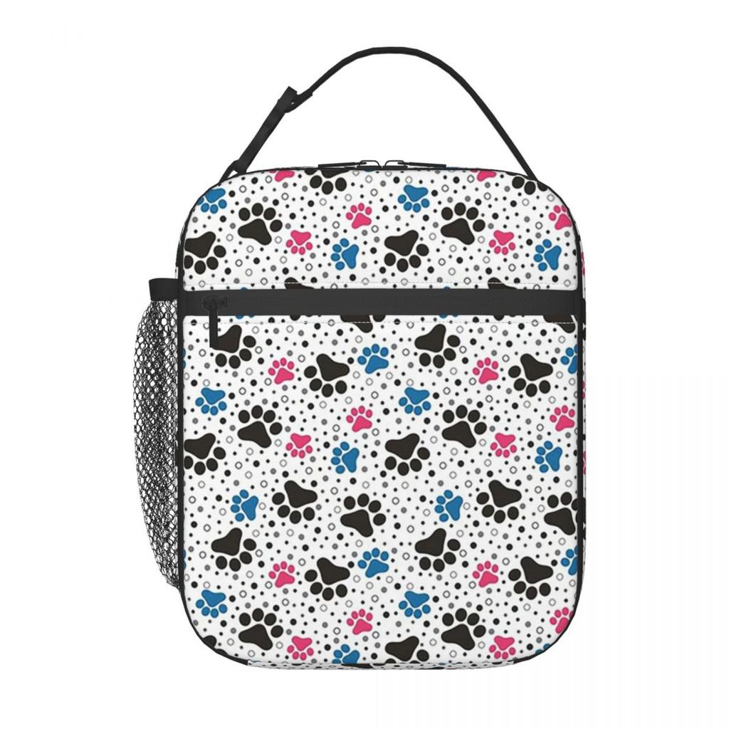 Cute Dog Paw Pattern Insulated Lunch Bag for Women Office Cooler Thermal Food Box Tote Portable Lunch Boxes Container