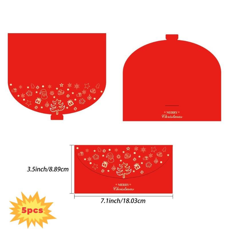 2/5Pcs Gold Foil Designed Red Envelope Bags Christmas Blessing Lucky Money Bags Christmas Party Supplies Happy New Year Gifts
