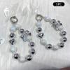Y2K Silver Bow Beaded Phone Case Lanyard Stylish Bead Phone Chain Wrist Band Anti Lost Phone Strap Earphone Pendant Keychain