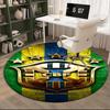 1PC round rug Brazilian Football Crest Printed Round Area Rug ,Rug For Home Office, Round Chair Rug, Decorative Carpet Fan gifts Christmas gift