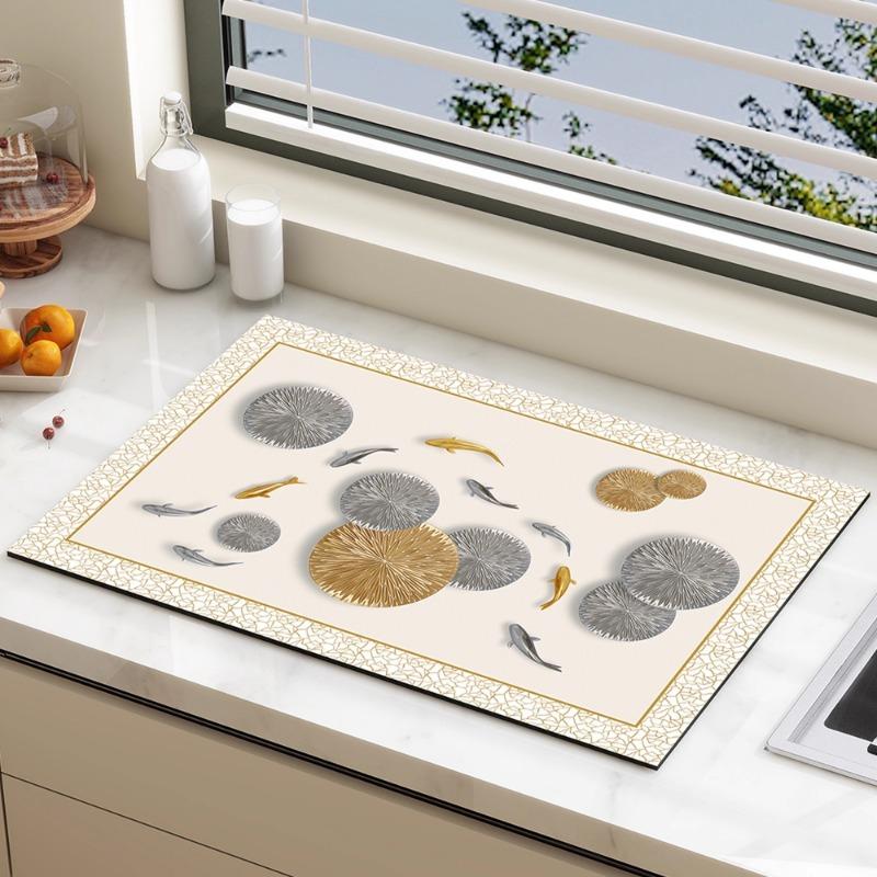 Diatomaceous Earth Drying Mat Minimalist Solid Color Kitchen Sink Absorbent Quick-Dry Mat Heat-Resistant Anti-Scald Table Pad (as the picture,20x30cm)